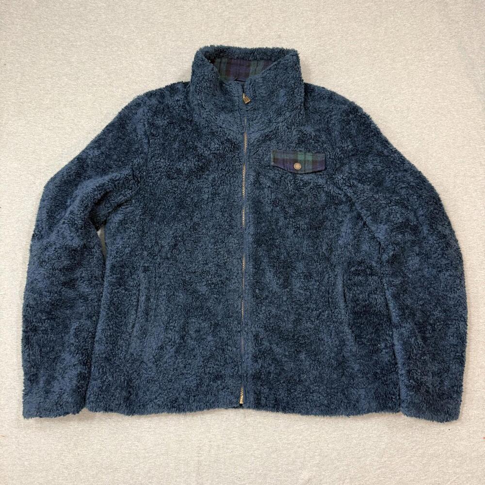 Pendleton Wool Blend Jacket Womens Large Green Plaid Fuzzy Sherpa Fleece